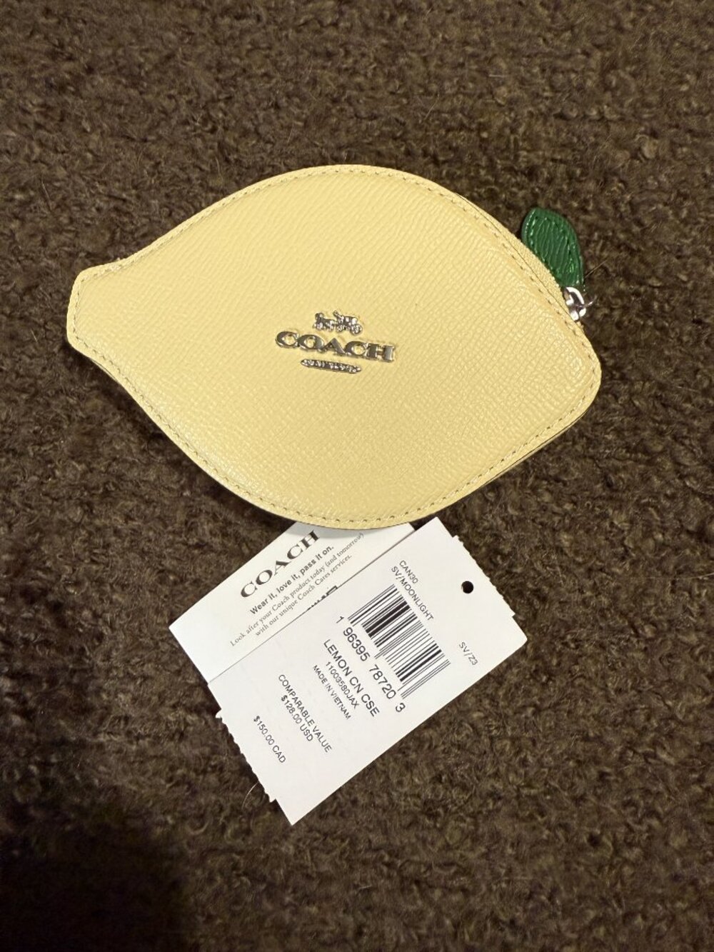Coach Yellow Lemon Coin Case Purse NWT - Picture 5 of 5